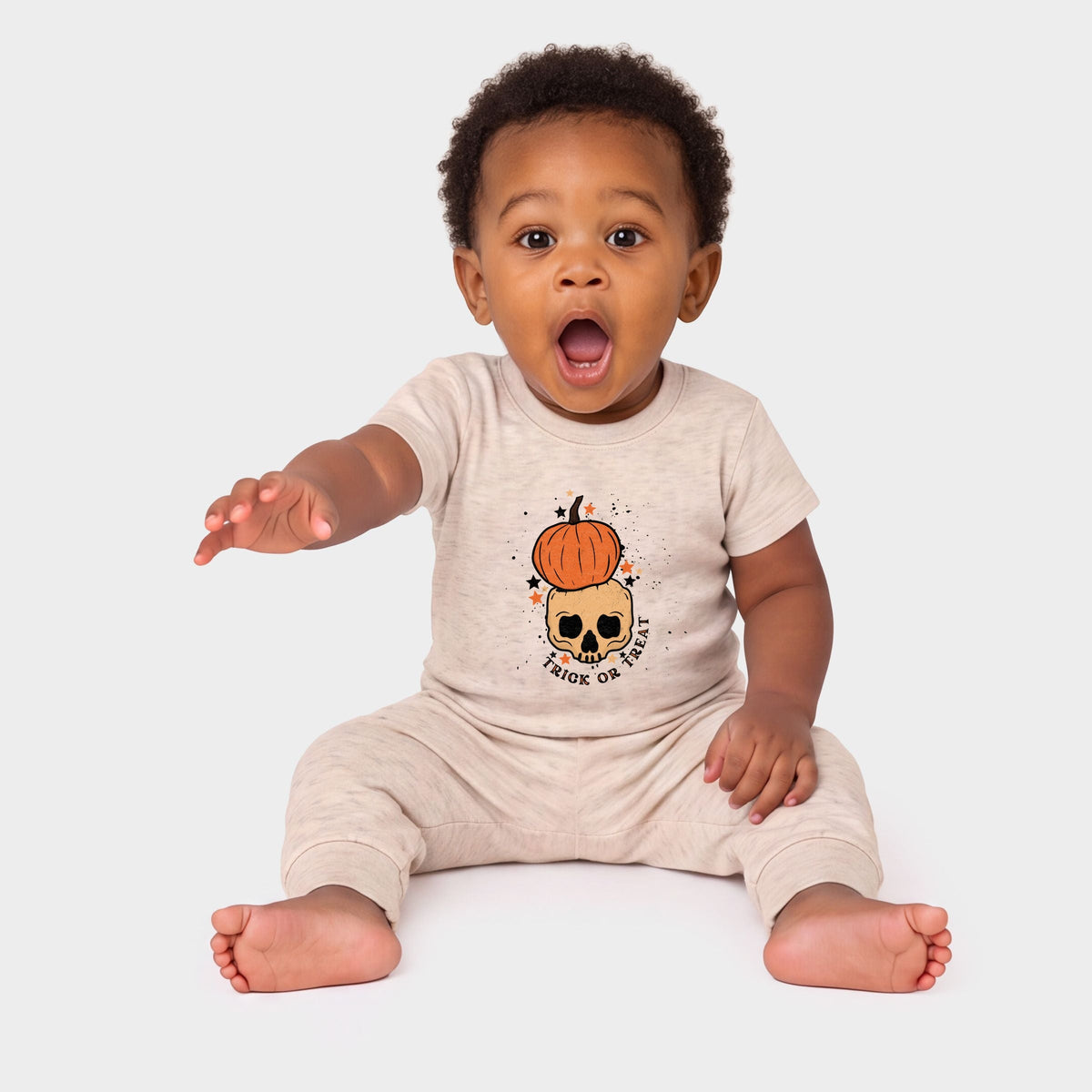Trick Or Treat Skull - Infant Jogger Pant Crew Set