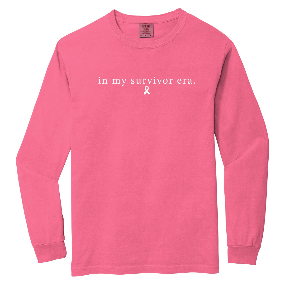In My Survivor Era Ribbon - Women's Garment Dyed Long Sleeve Graphic T-Shirt