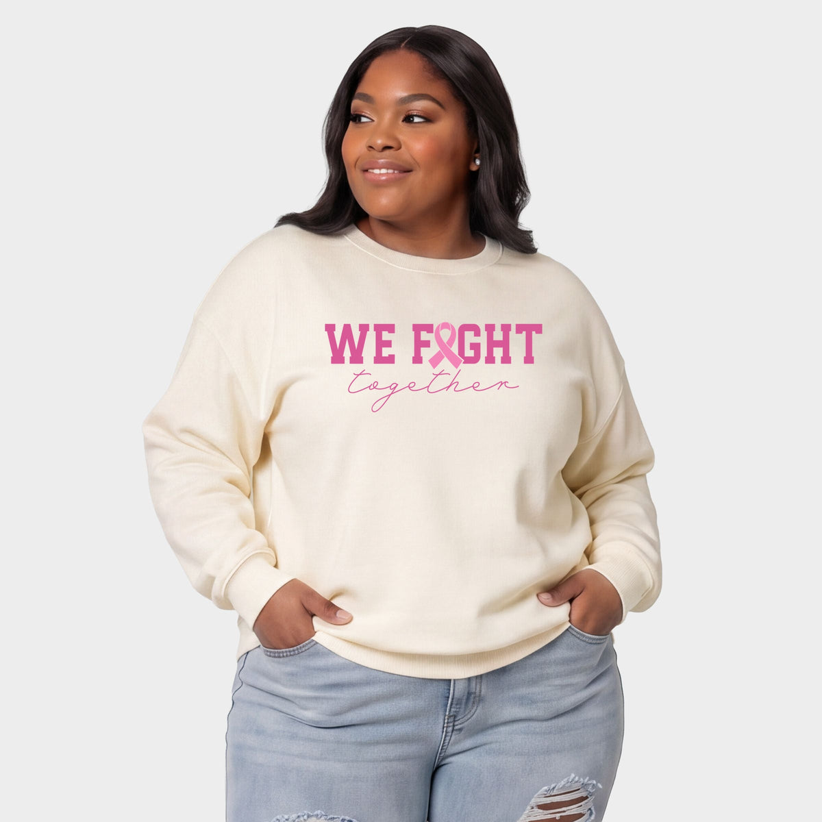 We Fight Together Ribbon -  Women's Plus Sweatshirt