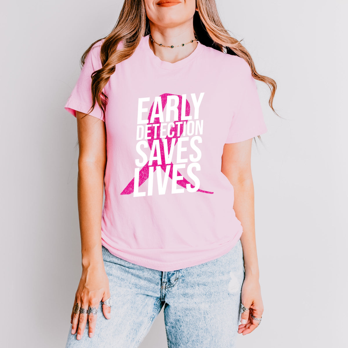 Early Detection Saves Lives Ribbon - Women's Short Sleeve Graphic T-Shirt