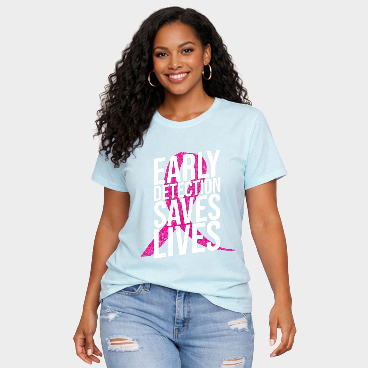 Early Detection Saves Lives Ribbon - Women's Short Sleeve Graphic T-Shirt