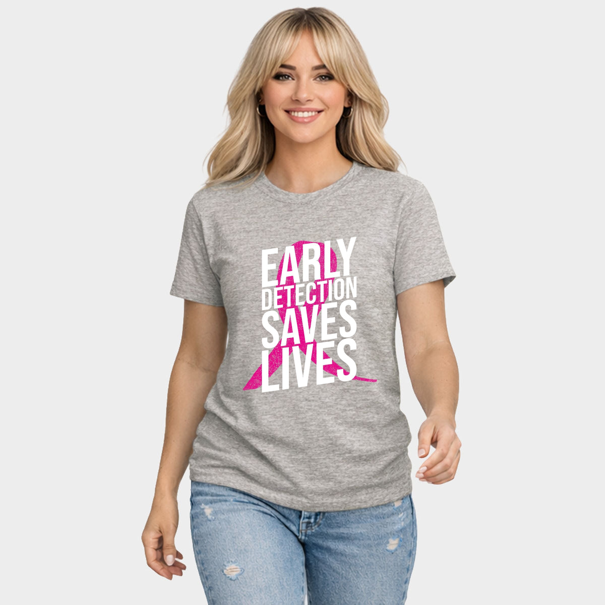 Early Detection Saves Lives Ribbon - Women's Short Sleeve Graphic T-Shirt