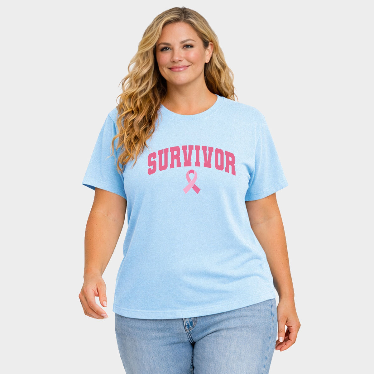 Survivor Arched Ribbon - Women's Plus Garment Dyed Tee