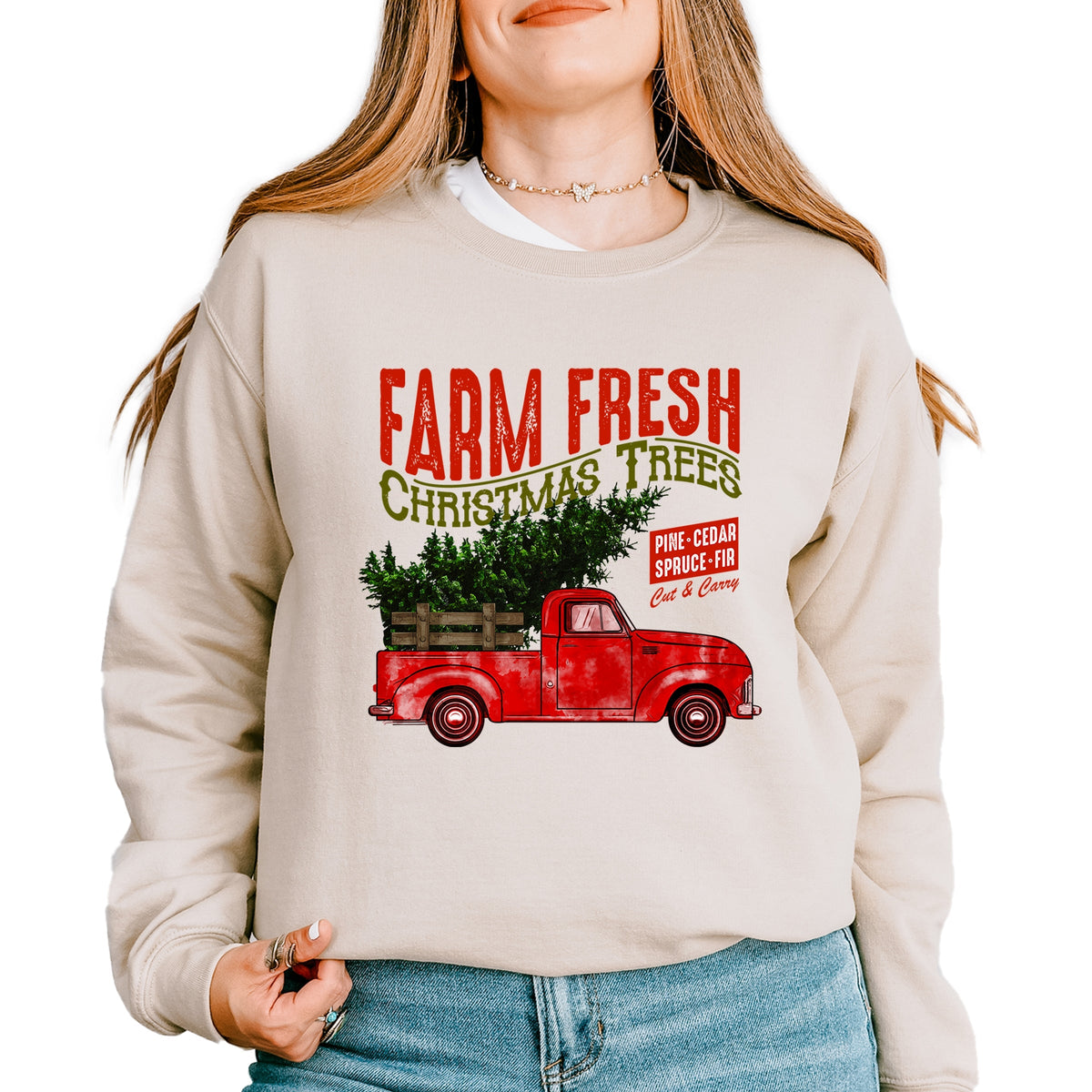 Farm Fresh Christmas Trees Truck - Women's Sweatshirt