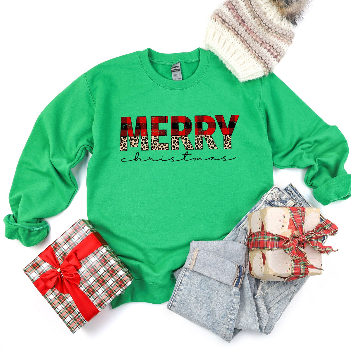Buffalo Plaid Merry Christmas - Women's Graphic Sweatshirt