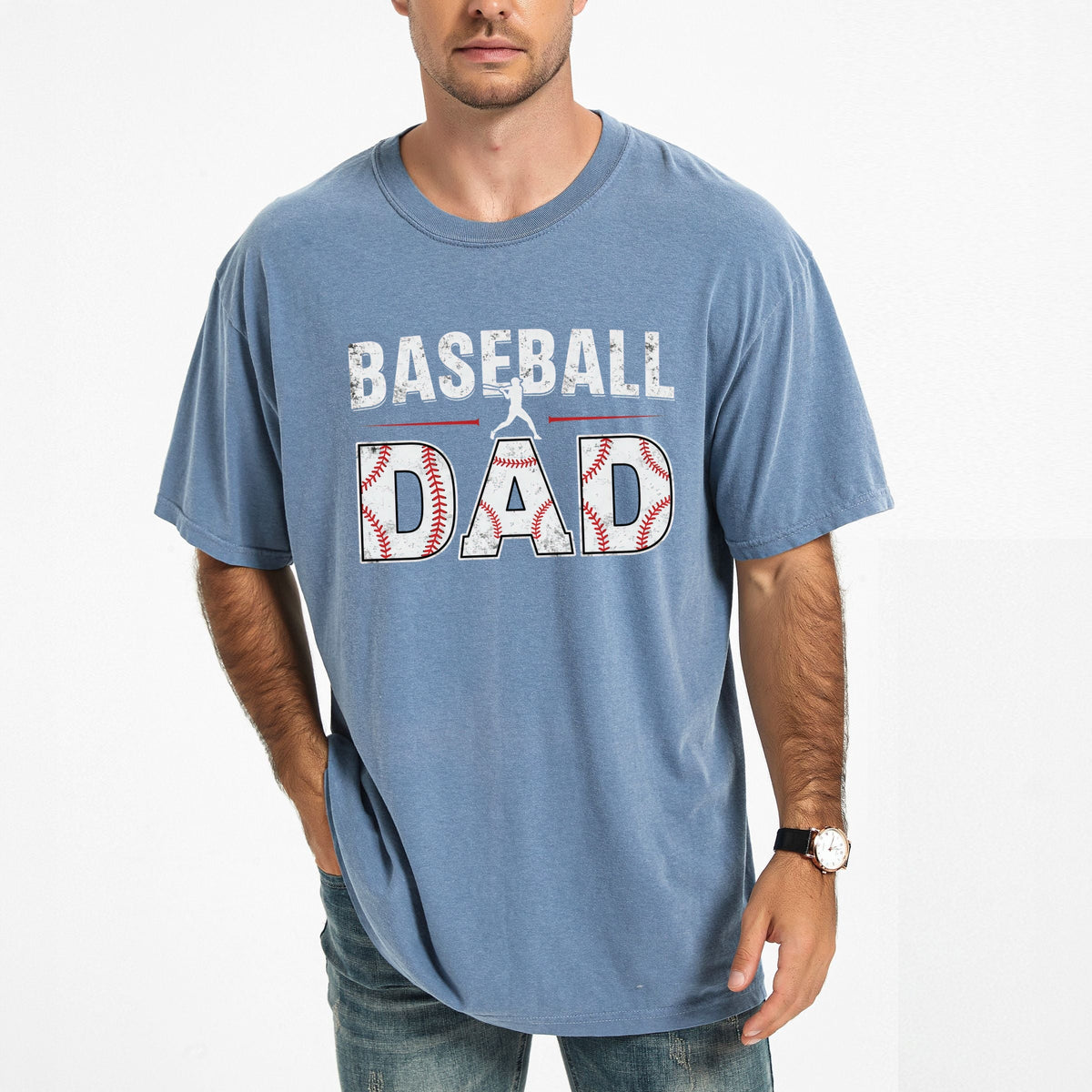 Baseball Dad Bold - Men's Garment Dyed Graphic T-Shirt
