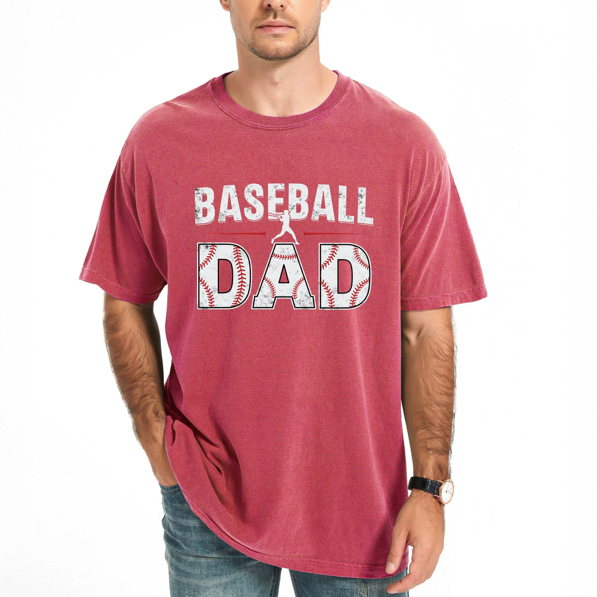 Baseball Dad Bold - Men's Garment Dyed Graphic T-Shirt