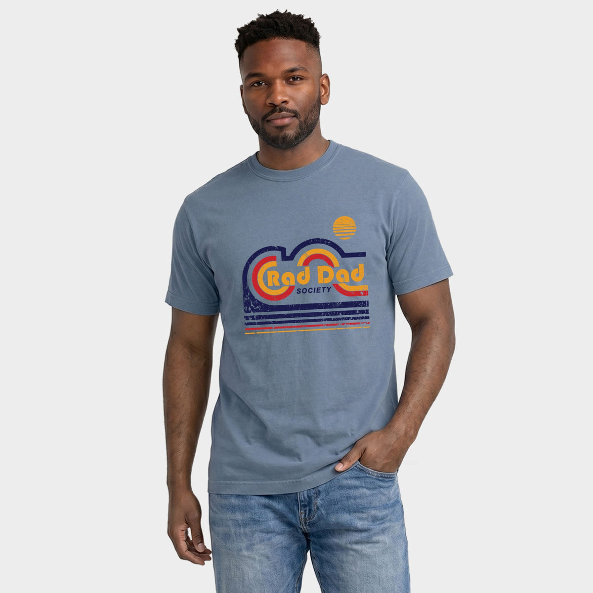 Rad Dad Society Retro - Men's Garment Dyed Graphic T-Shirt