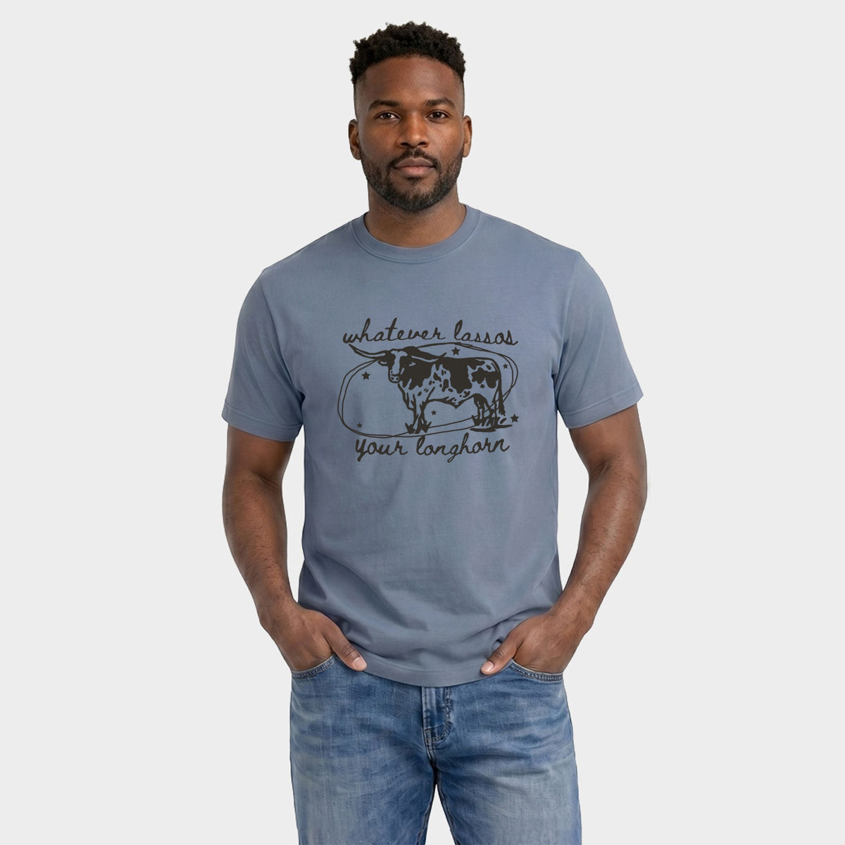 Whatever Lassos Your Longhorn - Men's Garment Dyed Graphic T-Shirt