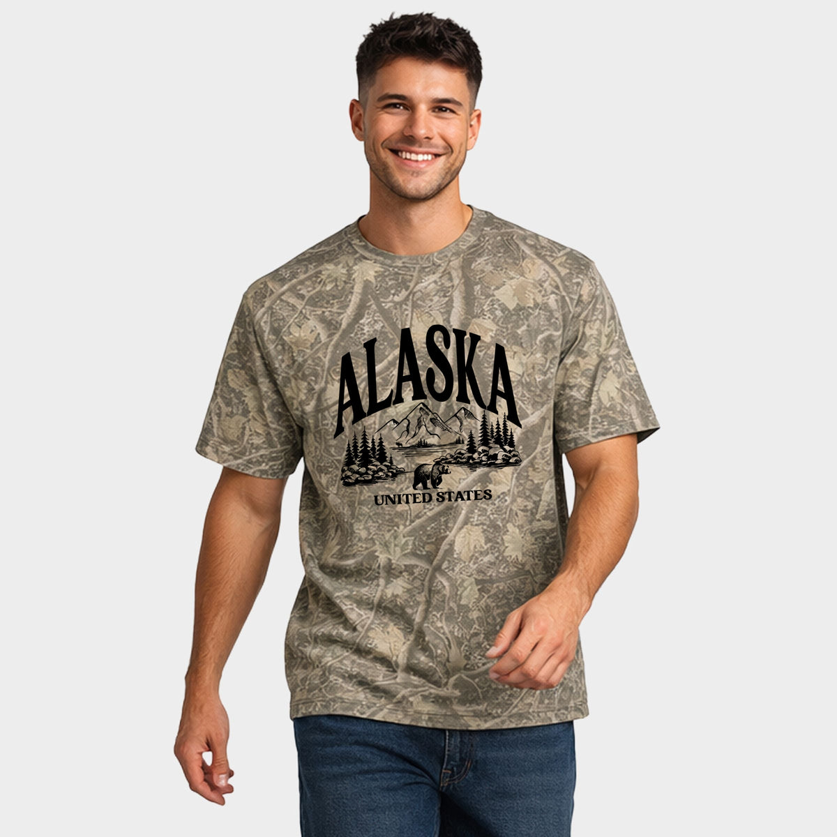 Alaska Forest Scene - Men's Heavyweight Camo Tee