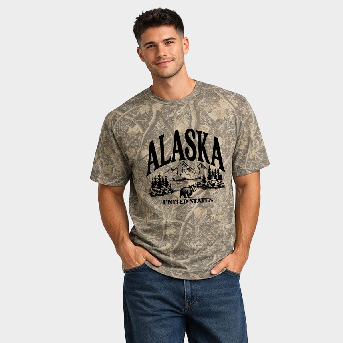 Alaska Forest Scene - Men's Heavyweight Camo Tee