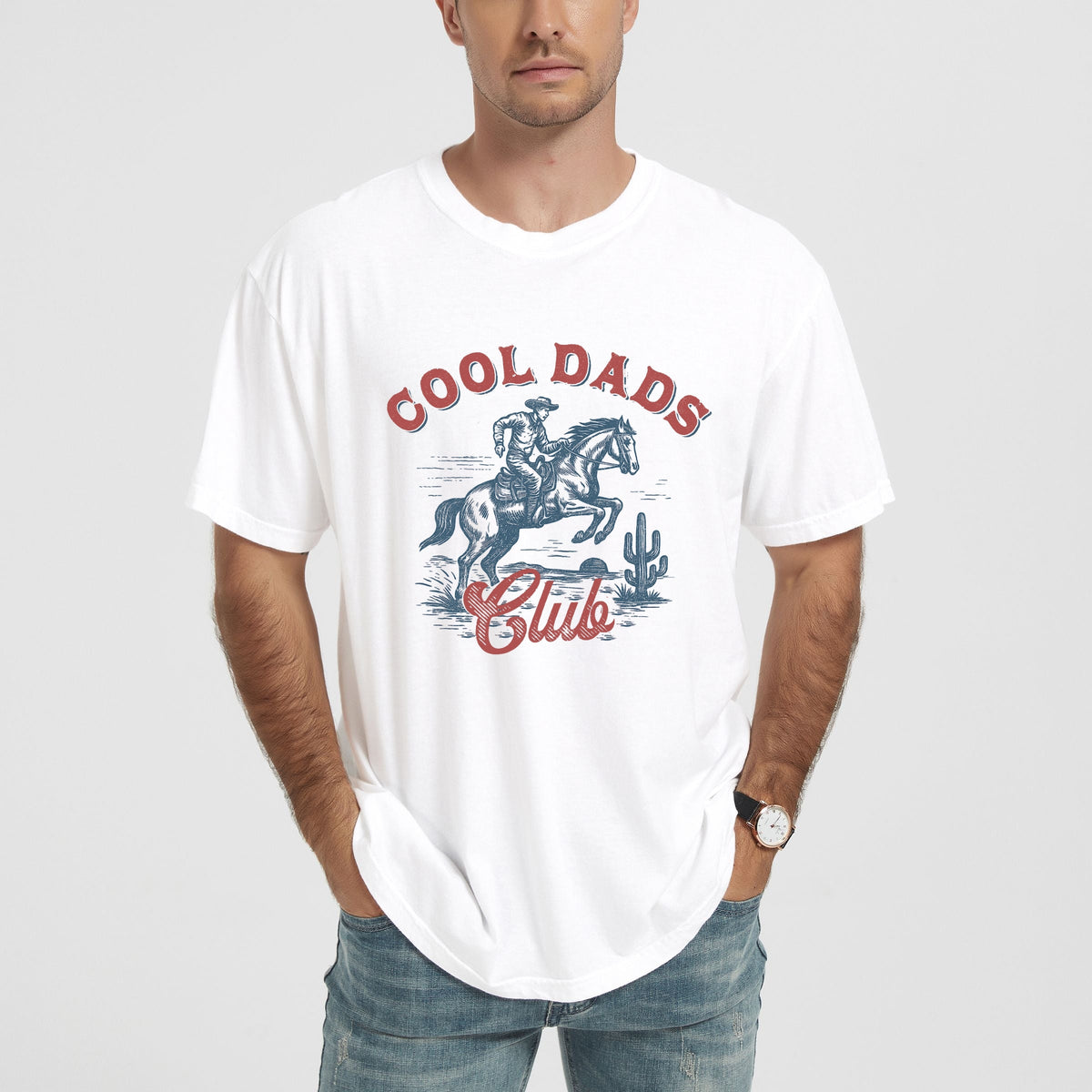 Cool Dads Club Cowboy - Men's Garment Dyed Graphic T-Shirt