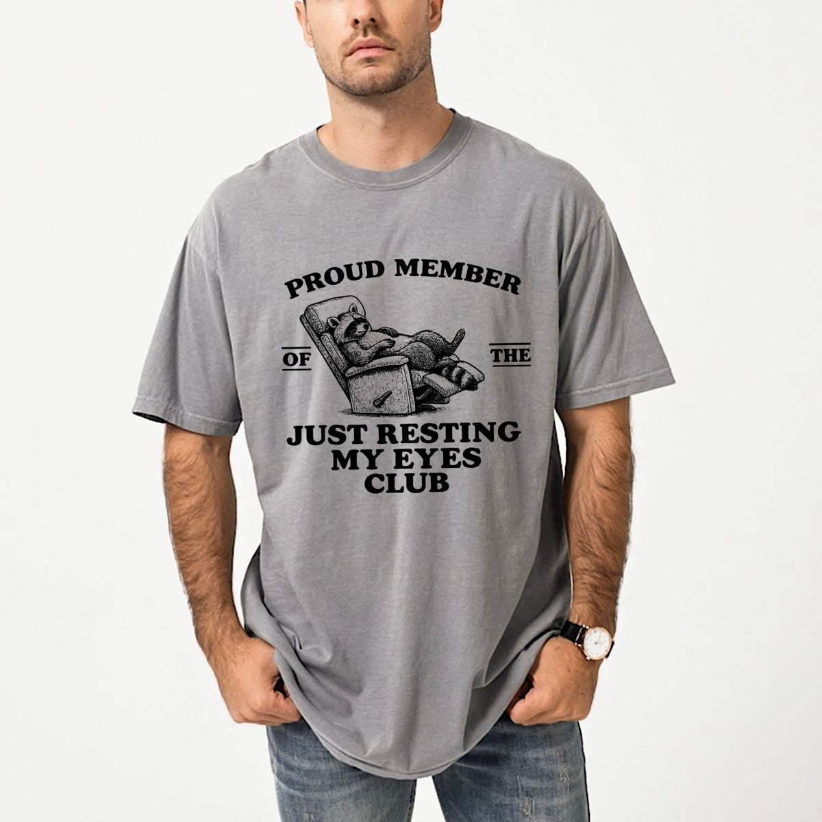 Just Resting My Eyes Club - Men's Garment Dyed Graphic T-Shirt