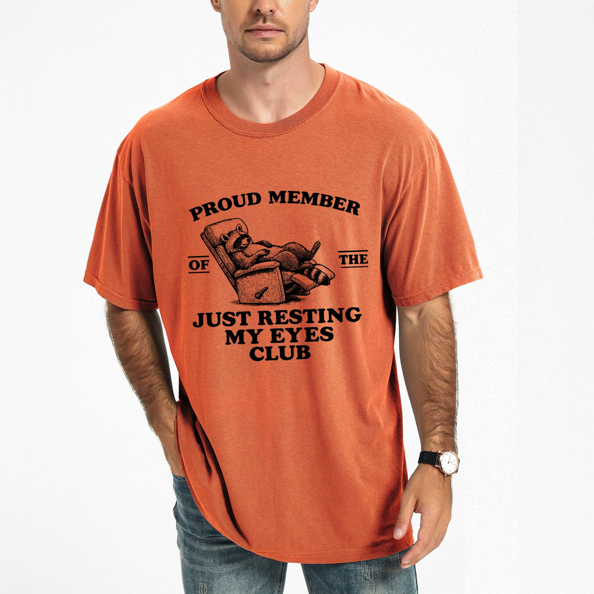 Just Resting My Eyes Club - Men's Garment Dyed Graphic T-Shirt