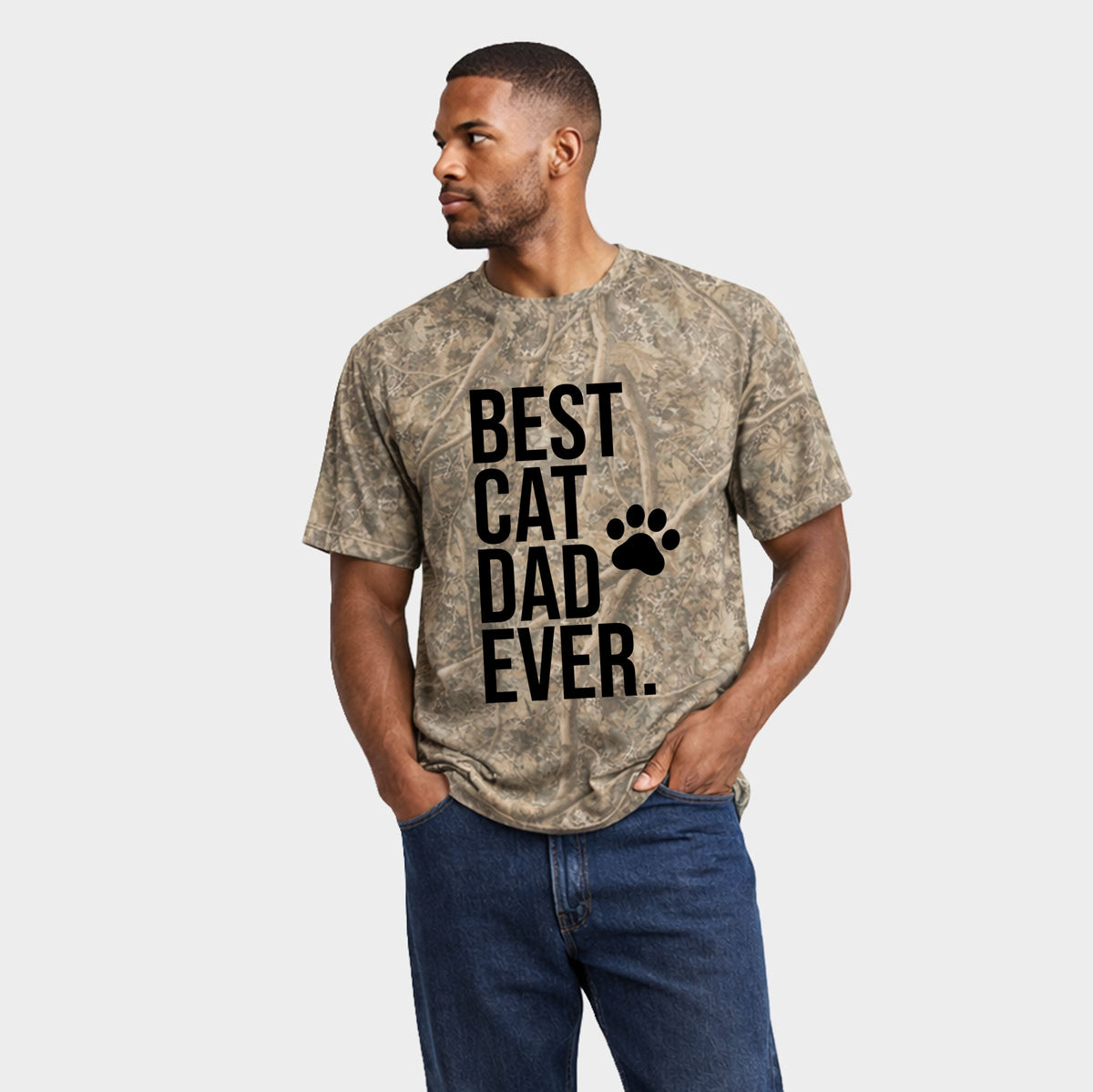 Best Cat Dad Ever Paw - Men's Heavyweight Crew