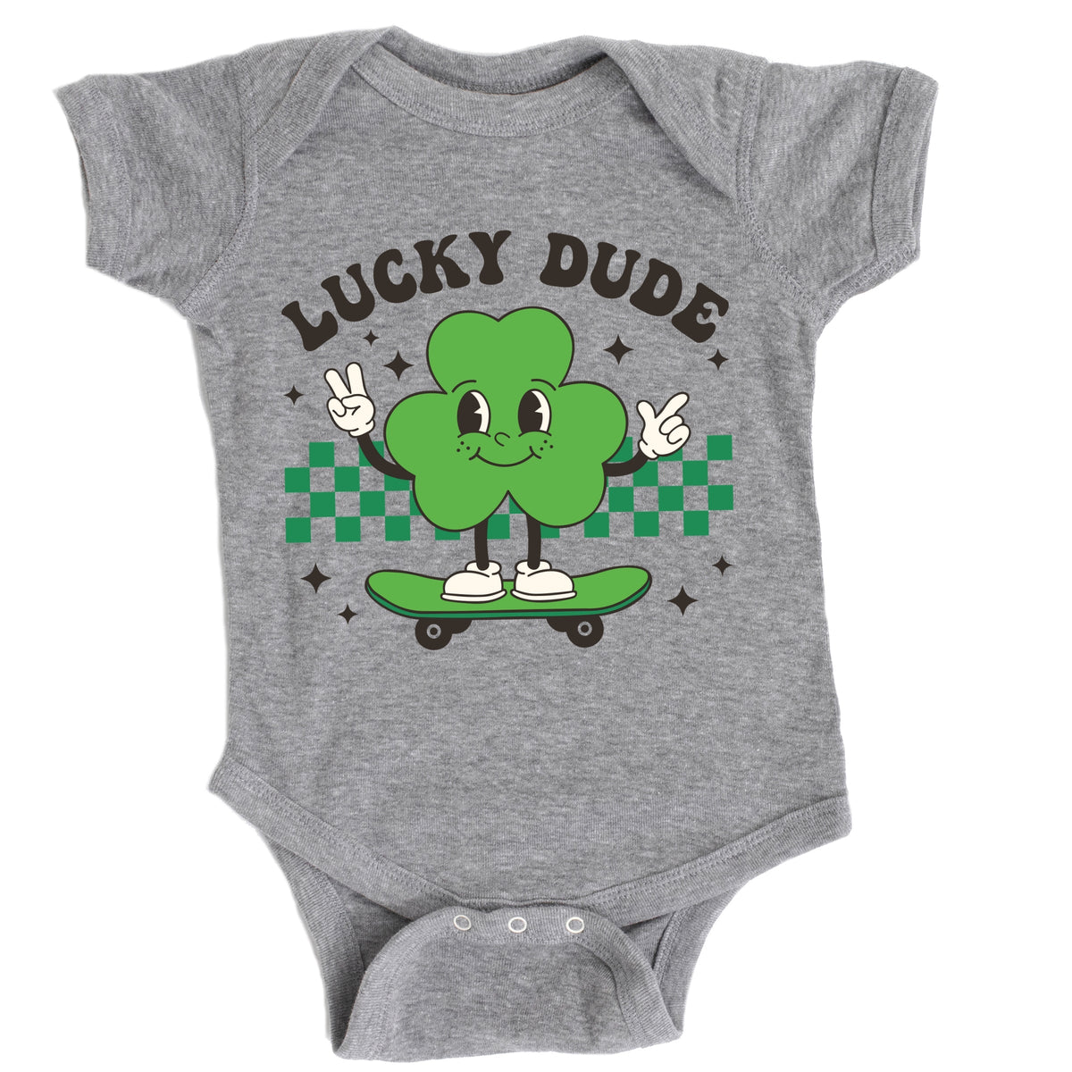 Lucky Dude Skateboard - Baby Short Sleeve Graphic Bodysuit