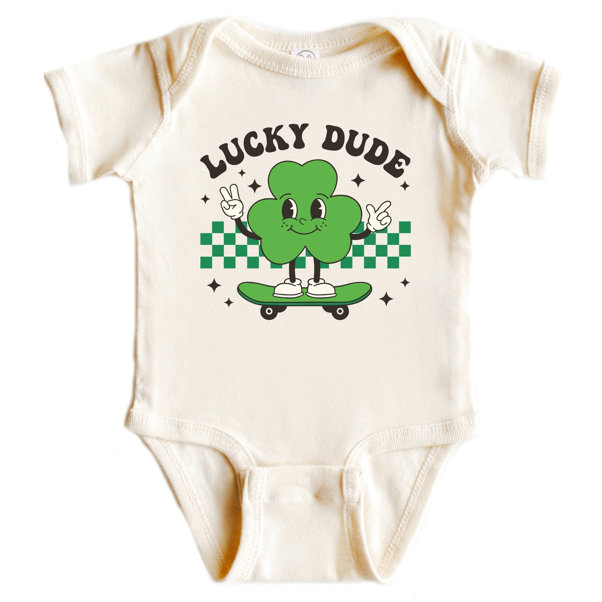 Lucky Dude Skateboard - Baby Short Sleeve Graphic Bodysuit