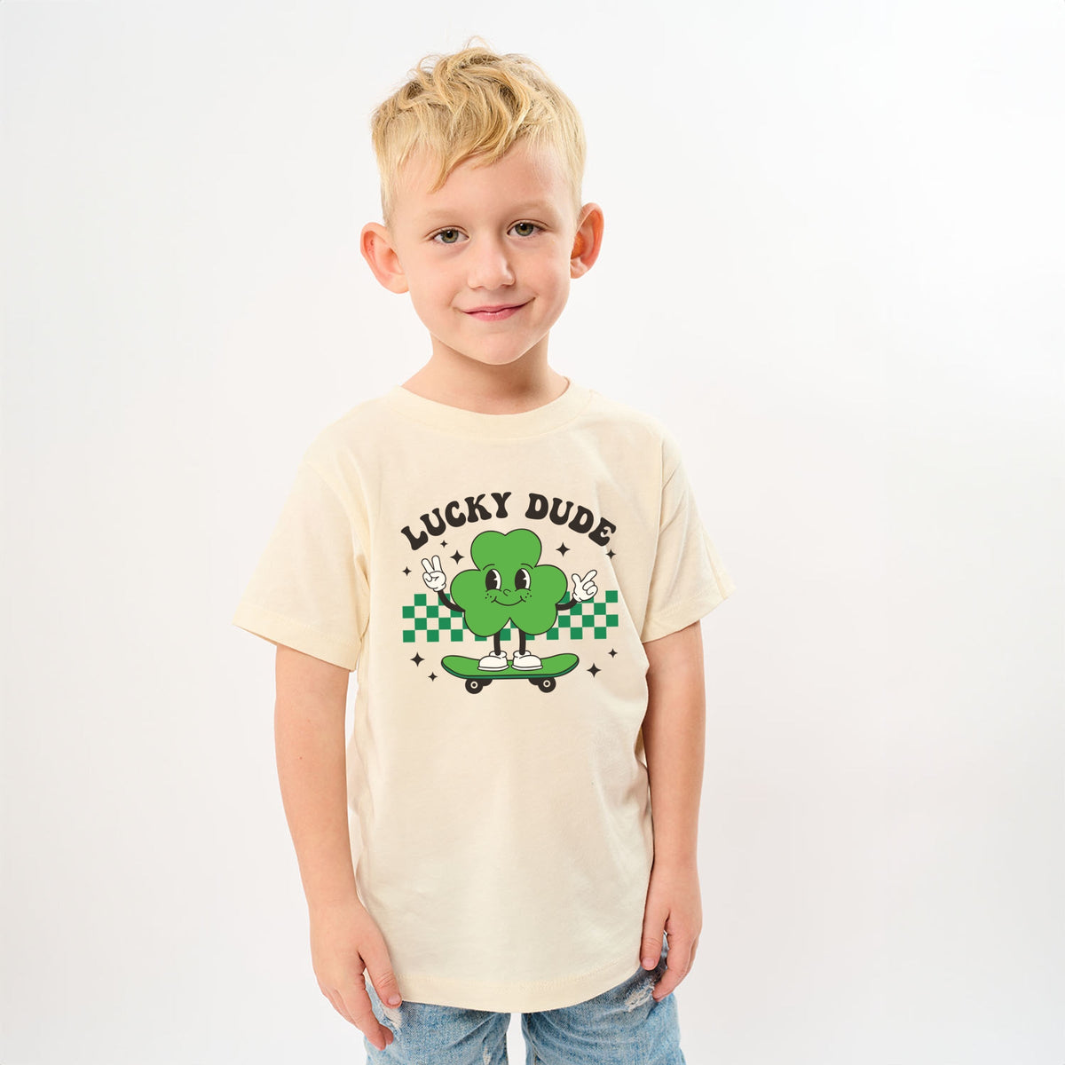 Lucky Dude Skateboard - Youth Short Sleeve Graphic T-Shirt