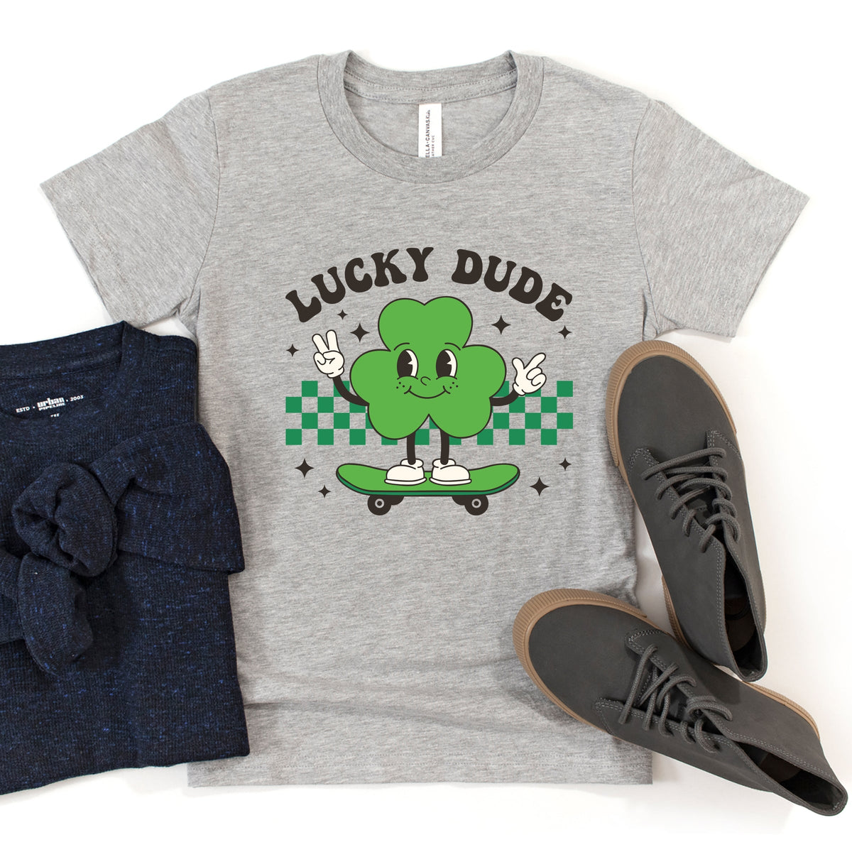Lucky Dude Skateboard - Youth Short Sleeve Graphic T-Shirt