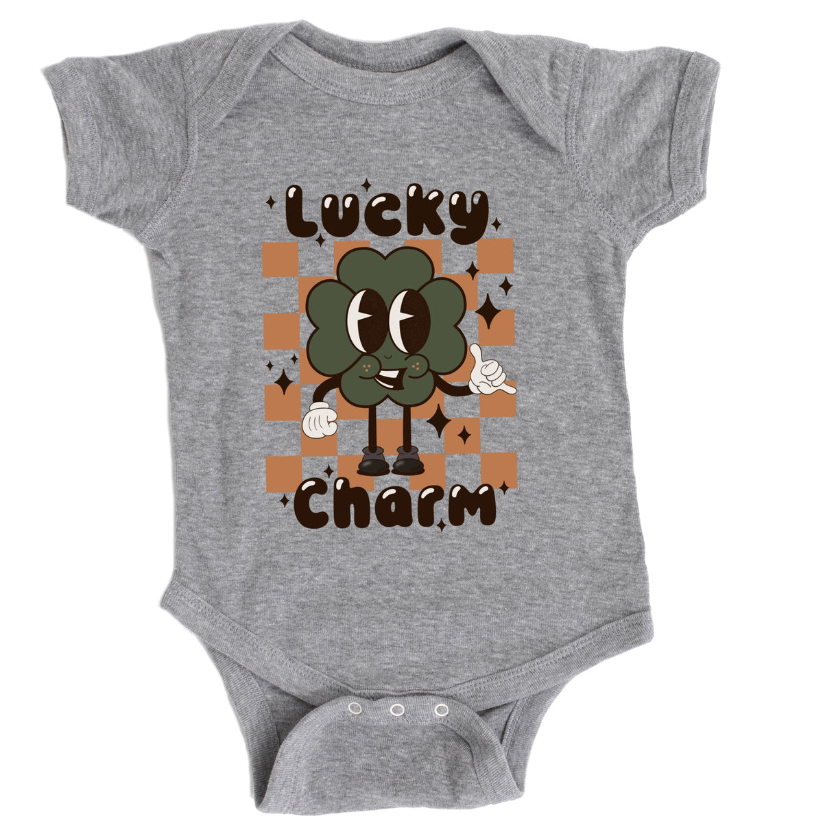Lucky Charm Checkered - Baby Short Sleeve Graphic Bodysuit