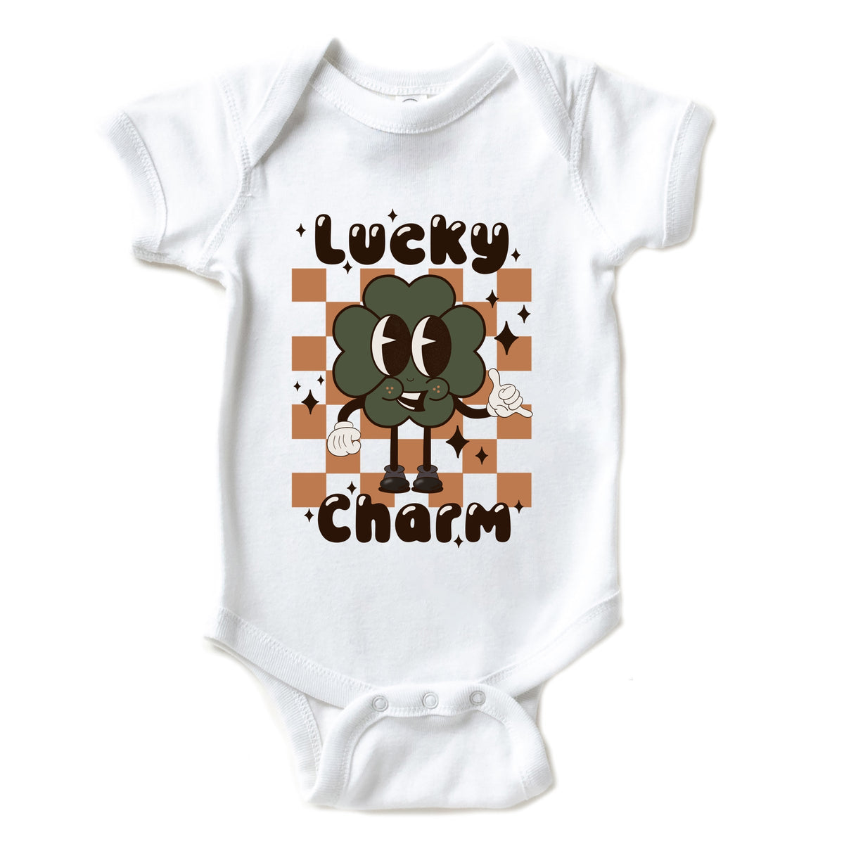 Lucky Charm Checkered - Baby Short Sleeve Graphic Bodysuit
