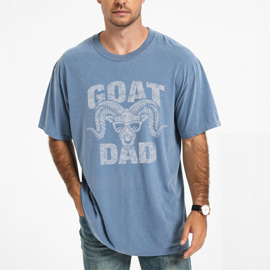 Goat Dad Distressed - Men's Garment Dyed Graphic T-Shirt
