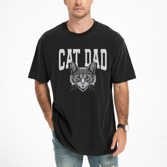 Cat Dad Sketch - Men's Garment Dyed Graphic T-Shirt