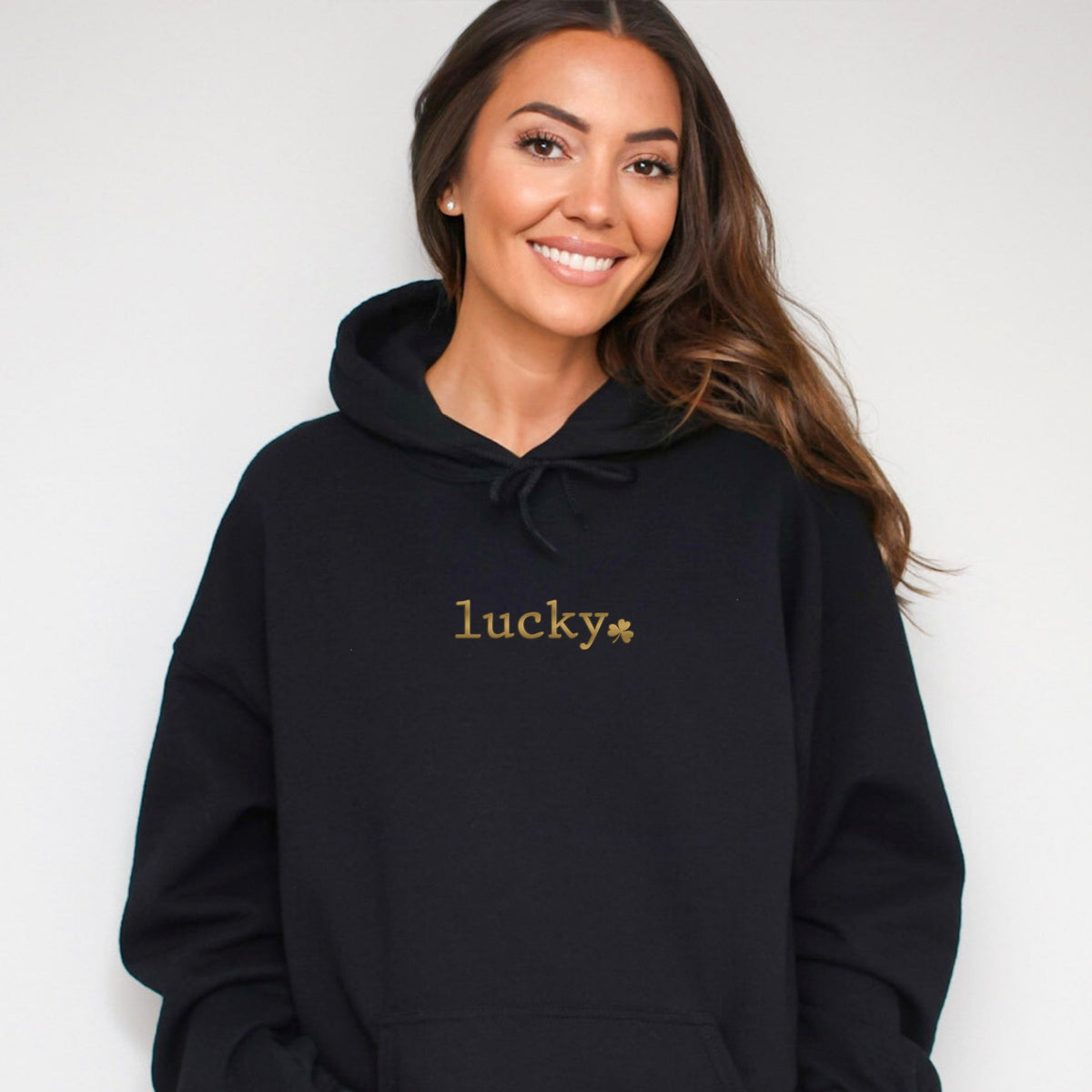 Lucky Typewriter Clover Puff Print - Women's Graphic Hoodie