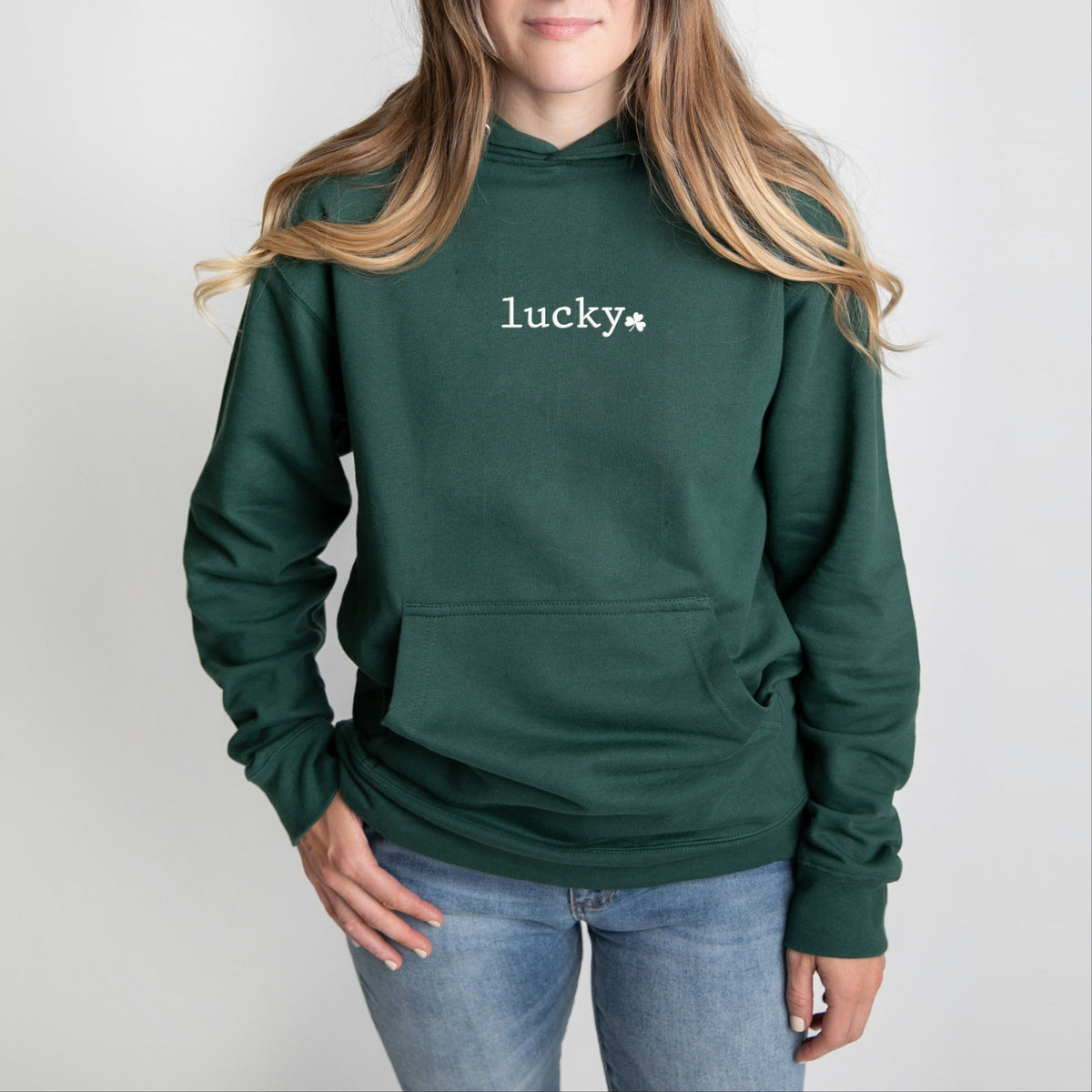 Lucky Typewriter Clover Puff Print - Women's Graphic Hoodie