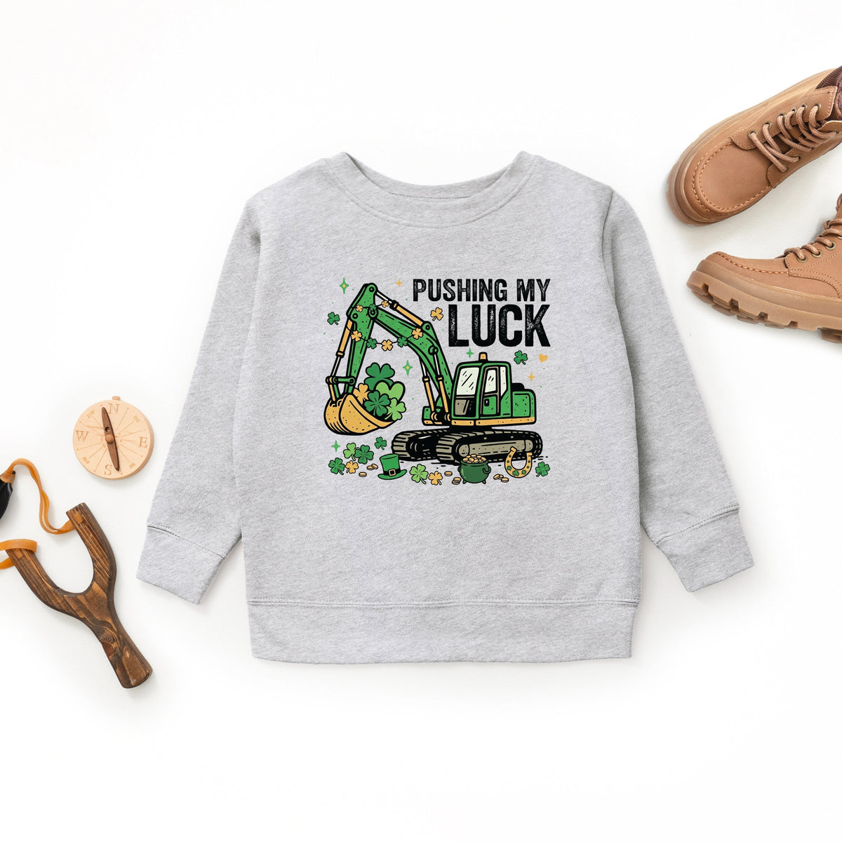 Pushing My Luck Excavator - Youth Graphic Sweatshirt
