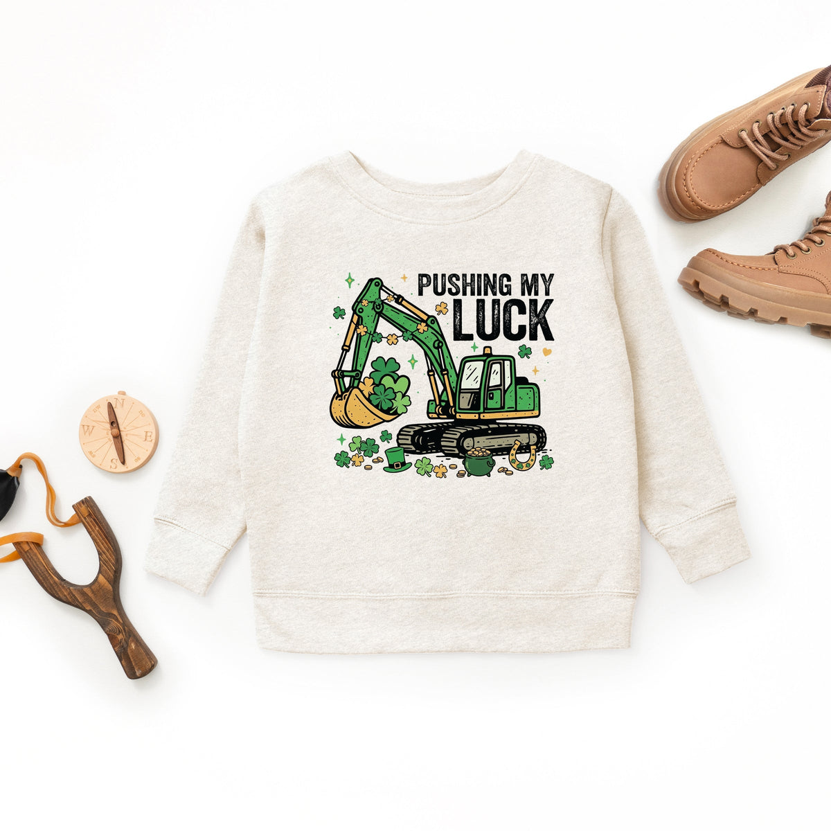 Pushing My Luck Excavator - Youth Graphic Sweatshirt