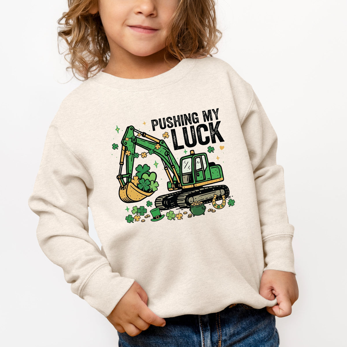 Pushing My Luck Excavator - Toddler Graphic Sweatshirt