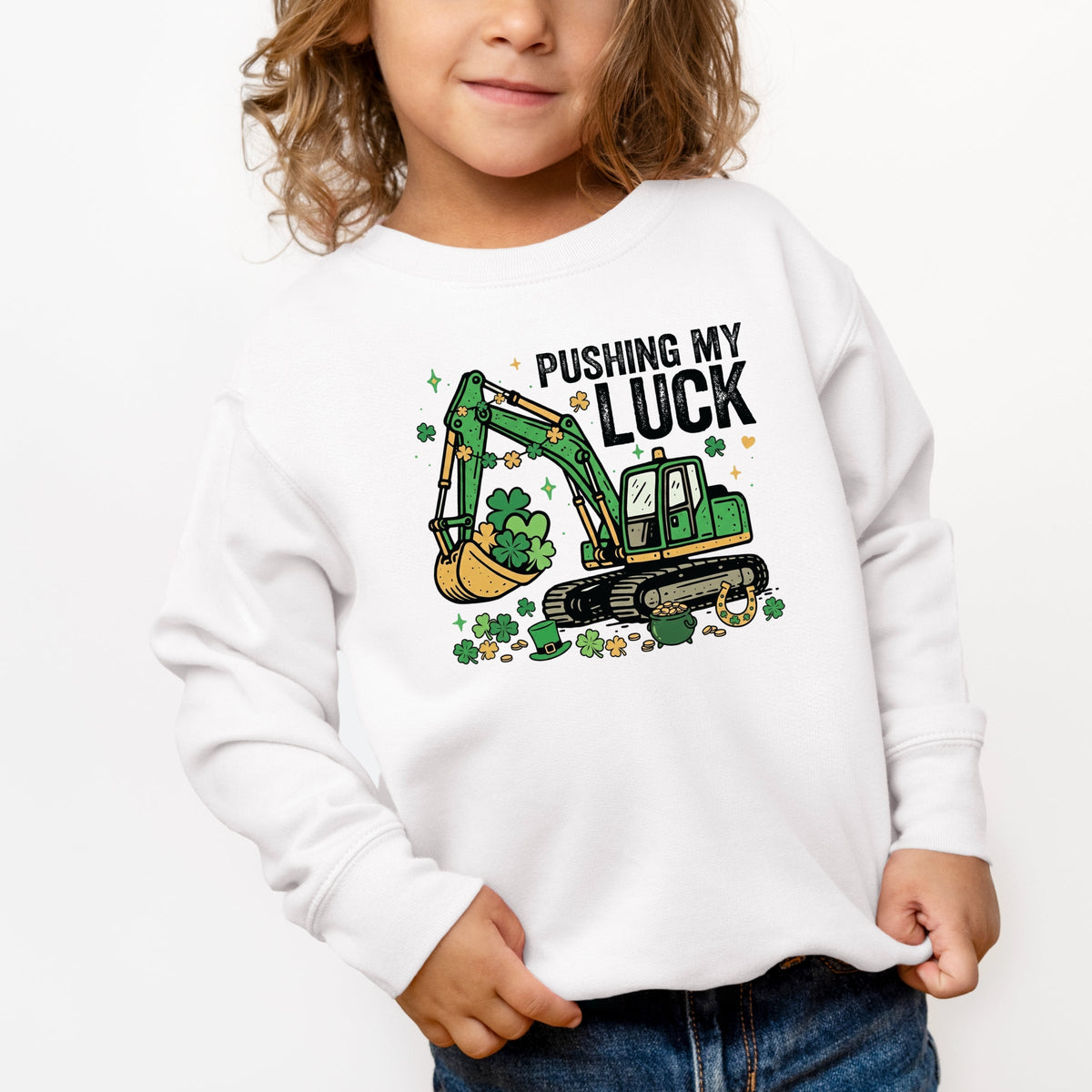 Pushing My Luck Excavator - Toddler Graphic Sweatshirt