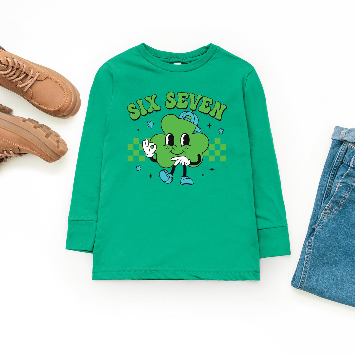 Six Seven Clover Hat - Youth Long Sleeve Graphic T-Shirt