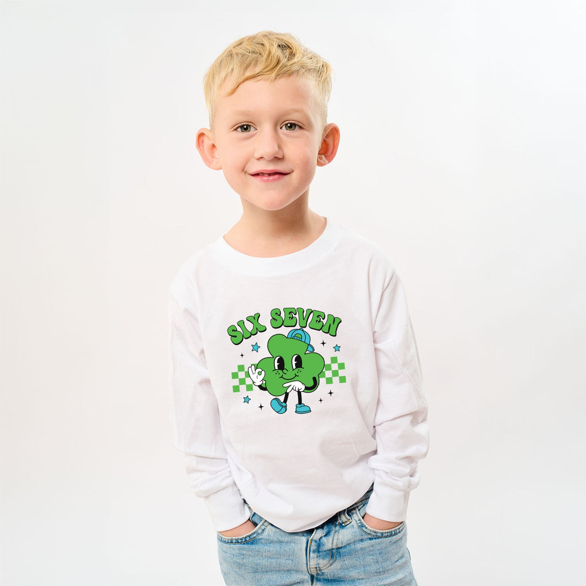 Six Seven Clover Hat - Youth Long Sleeve Graphic T-Shirt