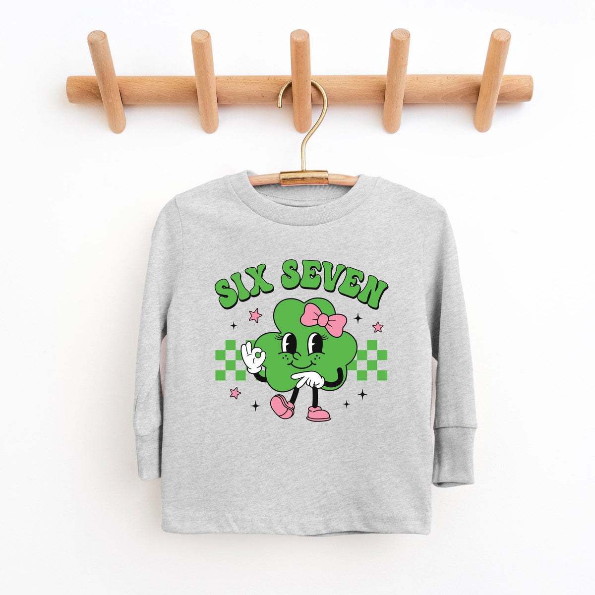 Six Seven Clover Bow - Youth Long Sleeve Graphic T-Shirt