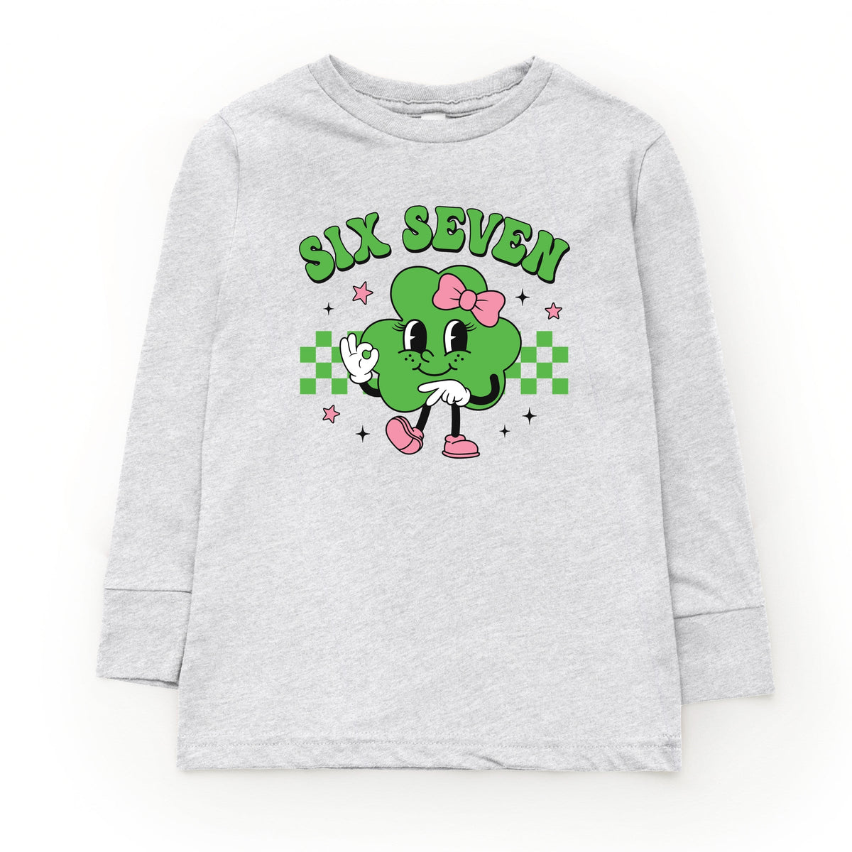 Six Seven Clover Bow - Youth Long Sleeve Graphic T-Shirt