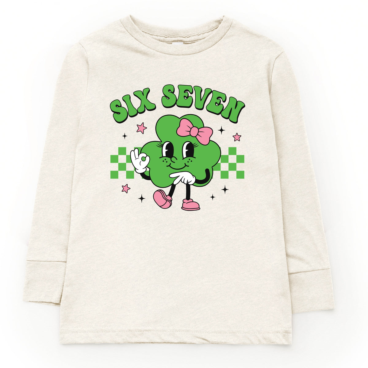 Six Seven Clover Bow - Youth Long Sleeve Graphic T-Shirt