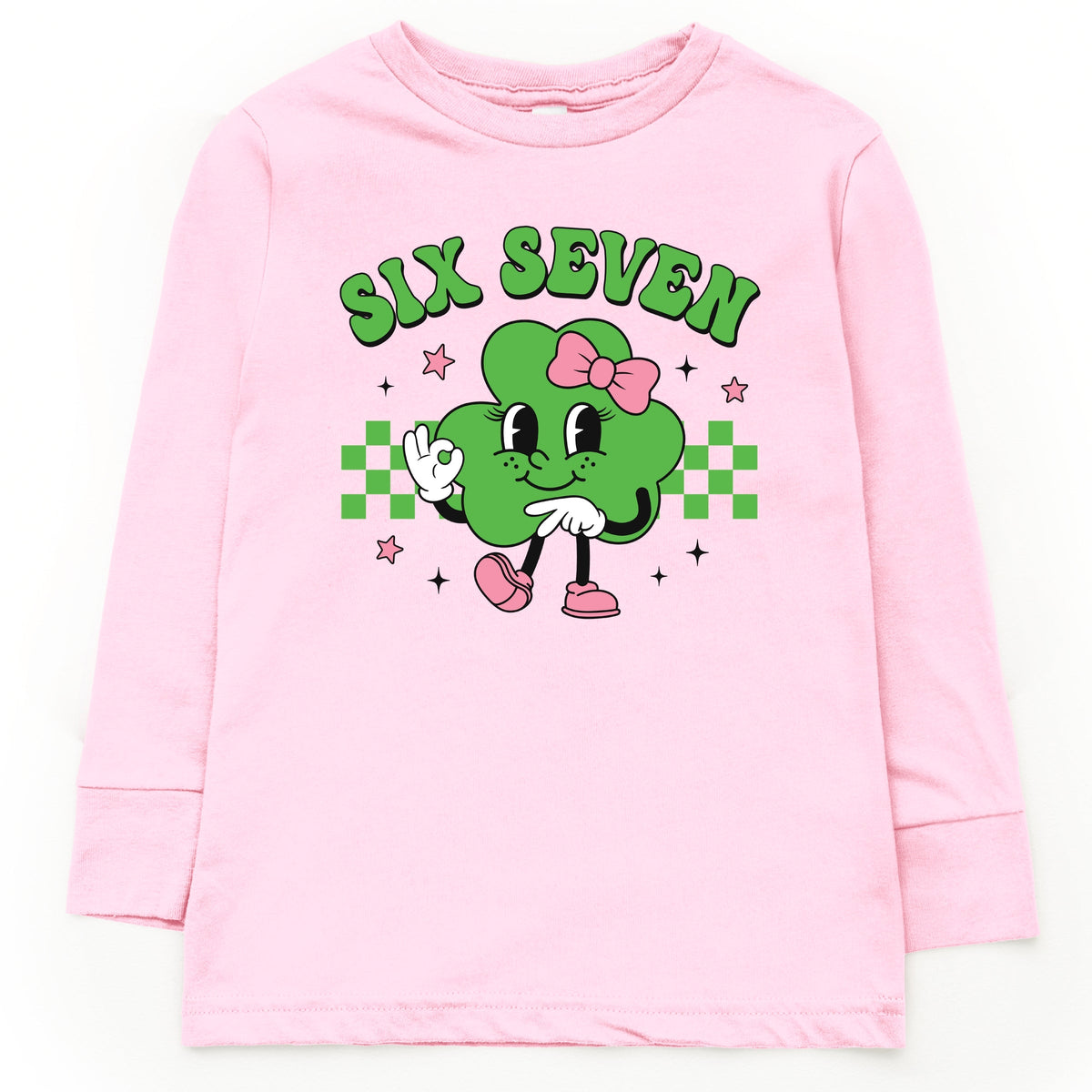 Six Seven Clover Bow - Youth Long Sleeve Graphic T-Shirt