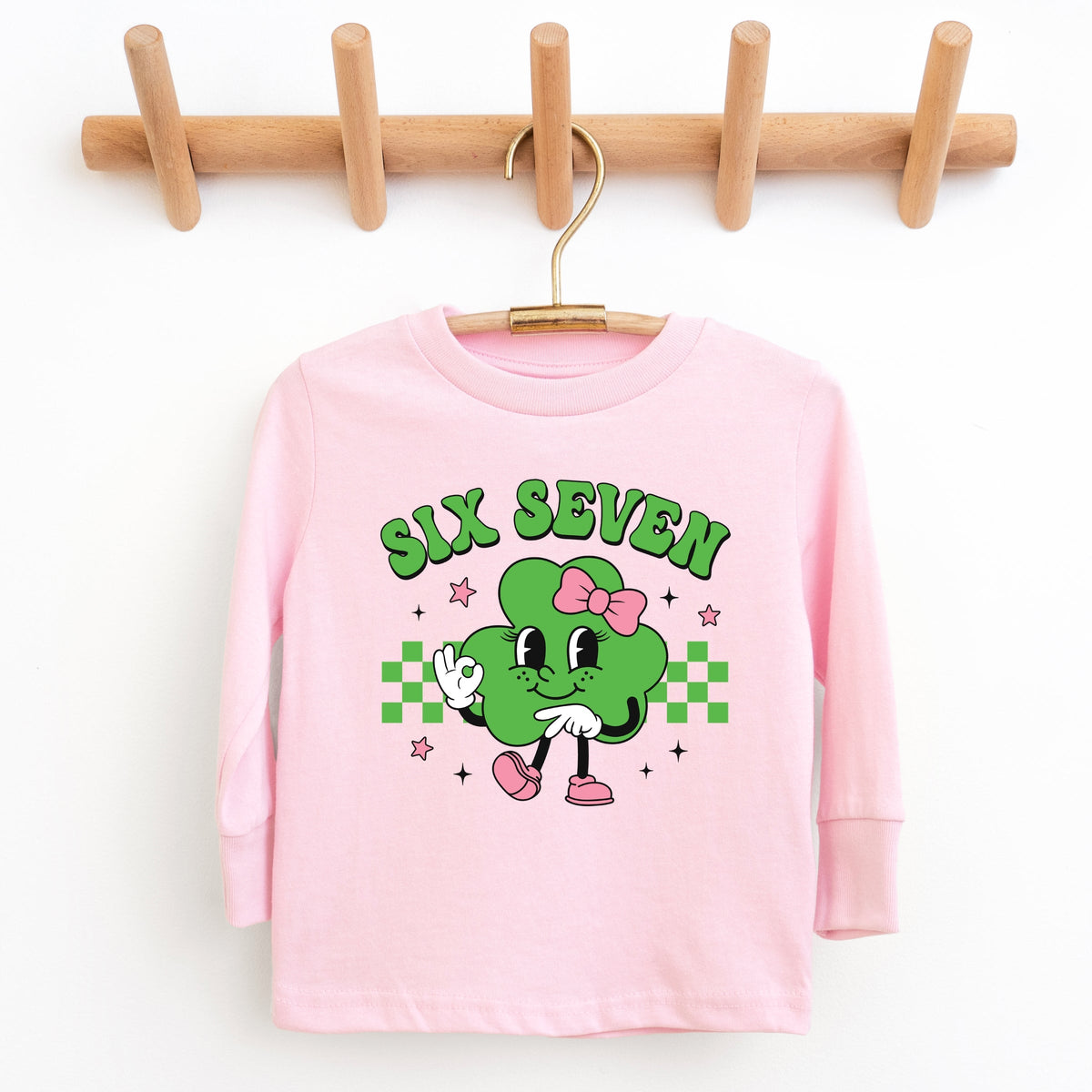 Six Seven Clover Bow - Youth Long Sleeve Graphic T-Shirt