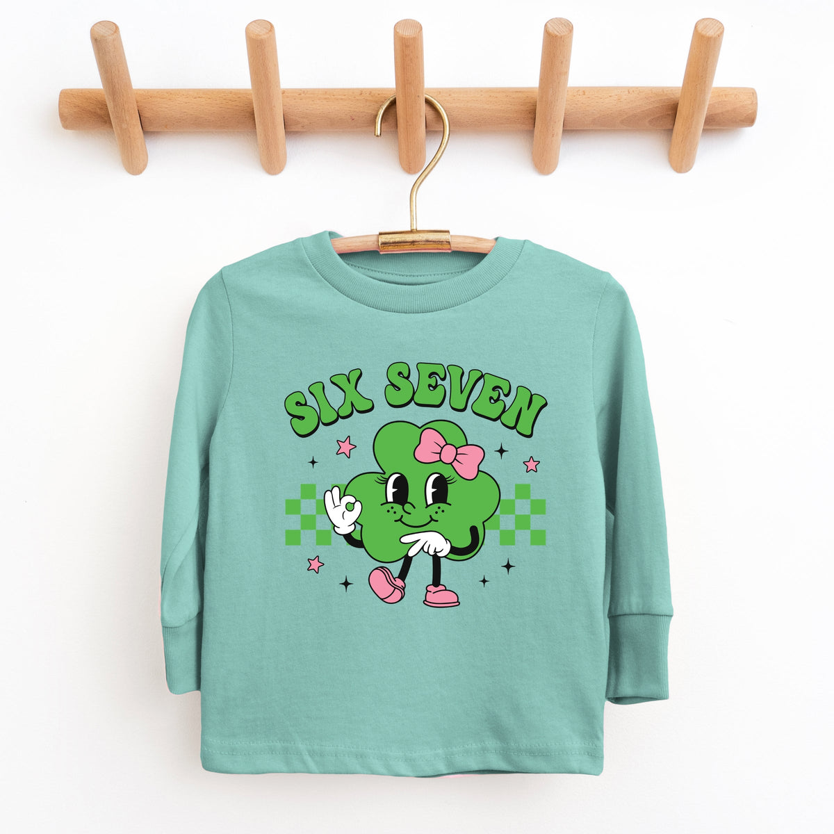 Six Seven Clover Bow - Youth Long Sleeve Graphic T-Shirt
