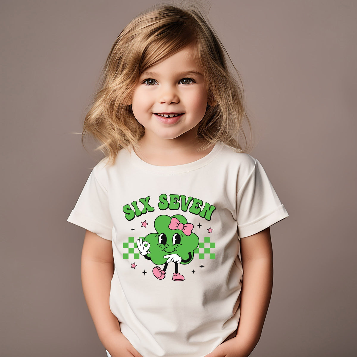 Six Seven Clover Bow - Toddler Short Sleeve Graphic T-Shirt