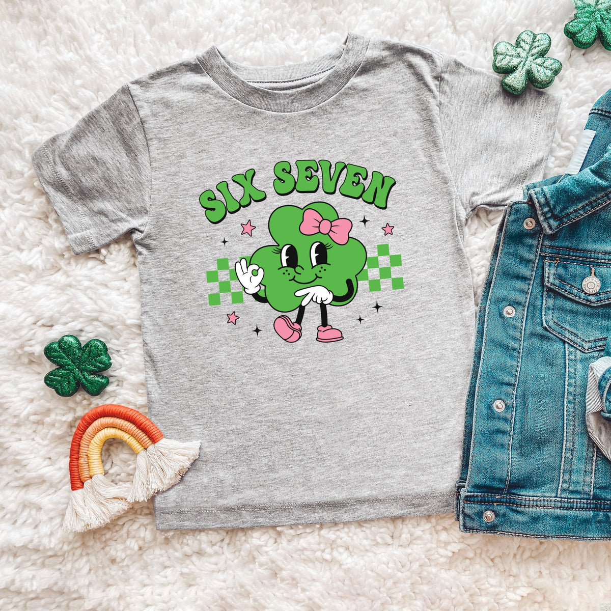 Six Seven Clover Bow - Toddler Short Sleeve Graphic T-Shirt