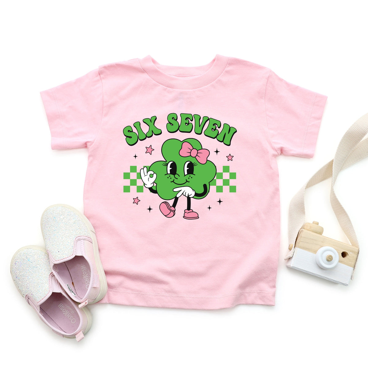 Six Seven Clover Bow - Toddler Short Sleeve Graphic T-Shirt