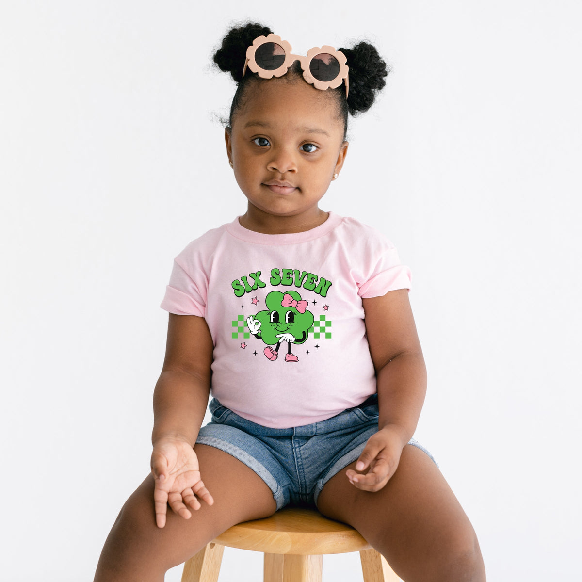 Six Seven Clover Bow - Toddler Short Sleeve Graphic T-Shirt