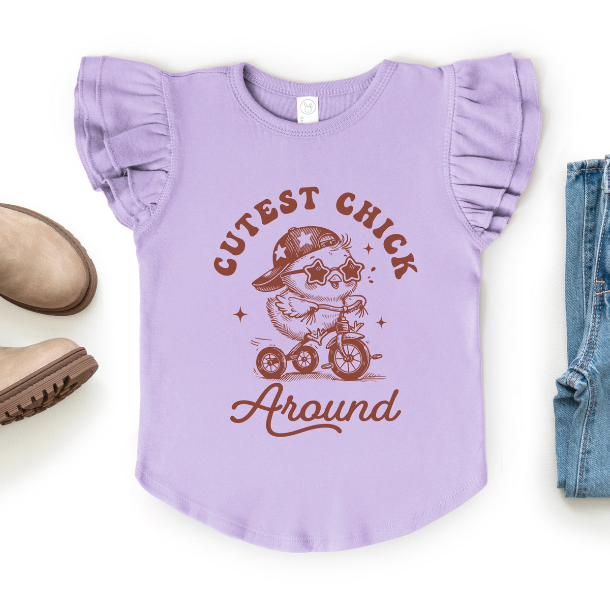 Cutest Chick Around Bike - Flutter Sleeve Graphic T-Shirt