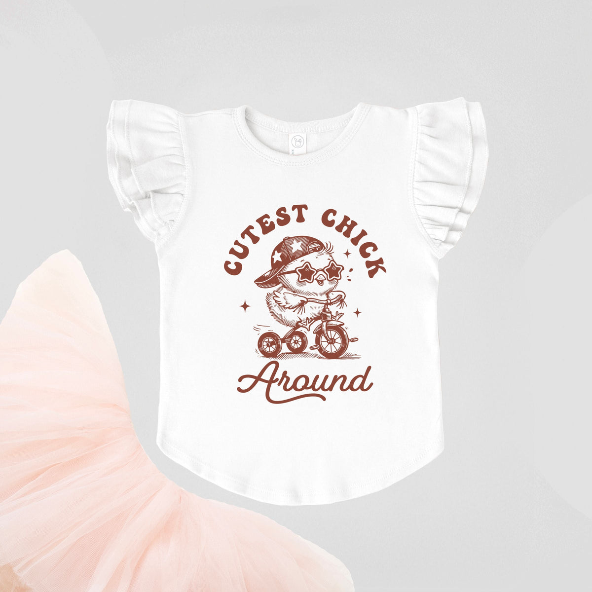 Cutest Chick Around Bike - Flutter Sleeve Graphic T-Shirt