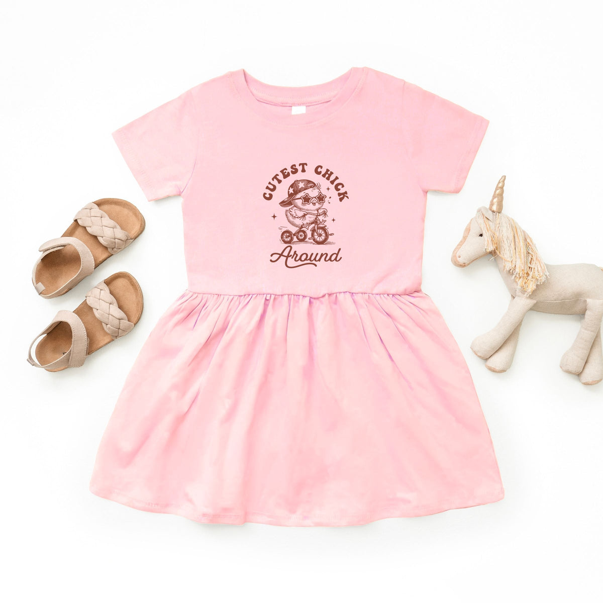 Cutest Chick Around Bike - Toddler Graphic Dress