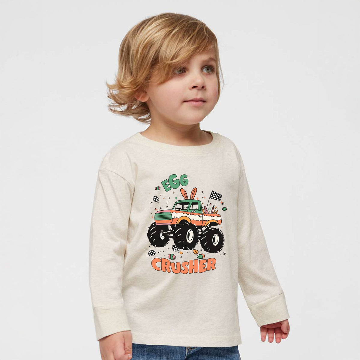 Egg Crusher Monster Truck - Toddler Long Sleeve Graphic Tee