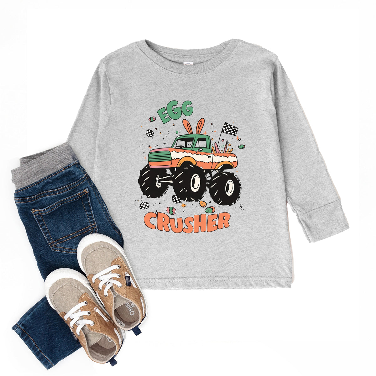 Egg Crusher Monster Truck - Toddler Long Sleeve Graphic Tee